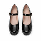 Deep Black Violetta Buckle Patent Flats top view