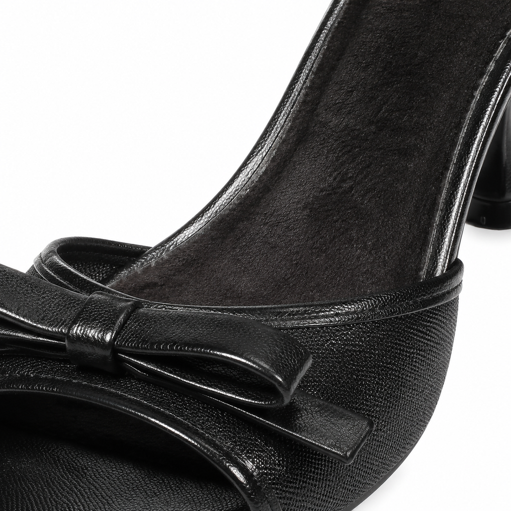 Deep Black Astra Mesh Toe-Strap Sandals close-up detail