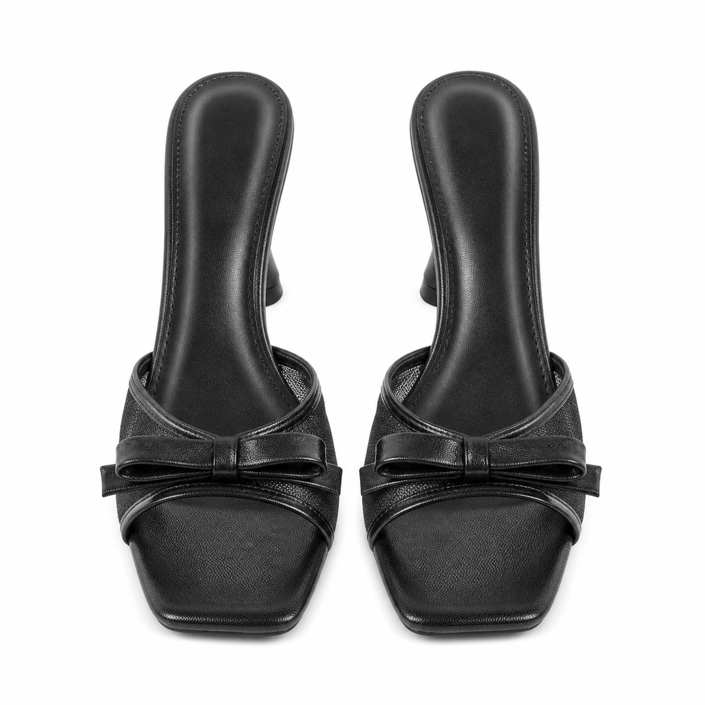 Deep Black Astra Mesh Toe-Strap Sandals top view