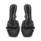 Deep Black Astra Mesh Toe-Strap Sandals top view