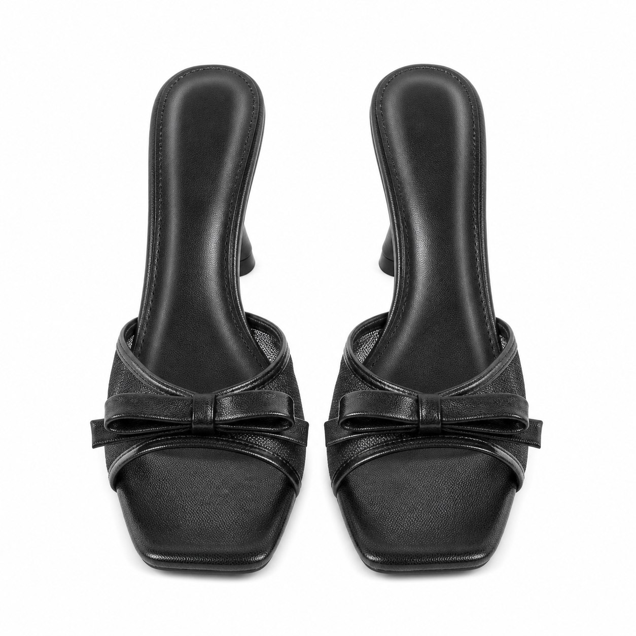 Deep Black Astra Mesh Toe-Strap Sandals top view