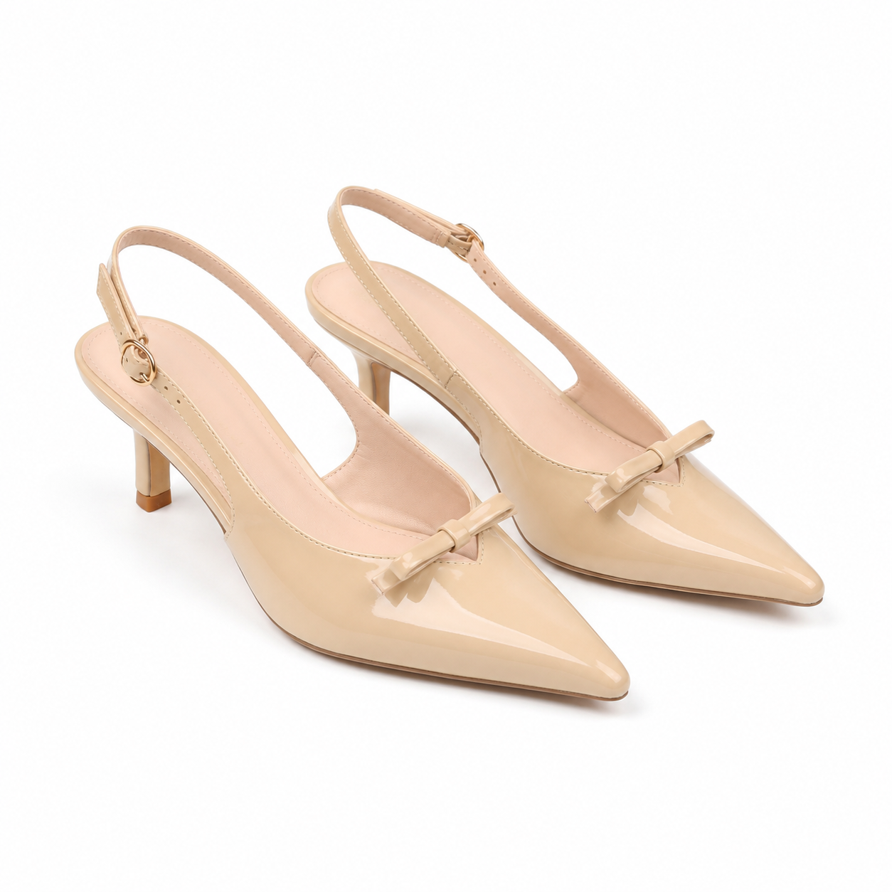 Warm Beige Tullia Leather Thin-Heel Pumps