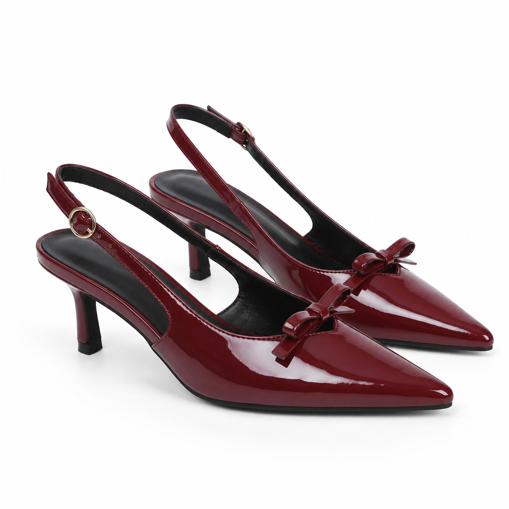 Deep Red Tullia Leather Thin-Heel Pumps