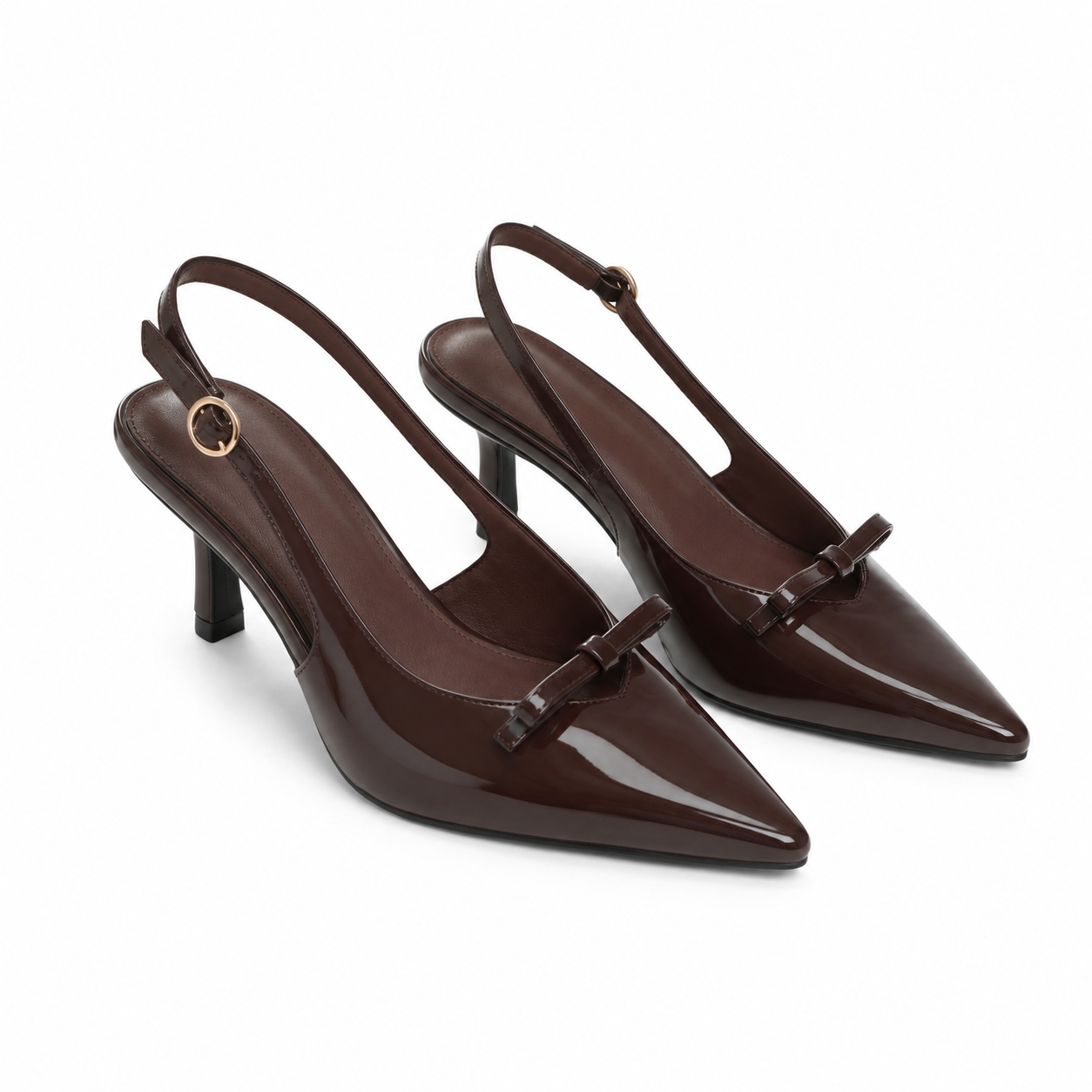 Rich Chocolate Tullia Leather Thin-Heel Pumps