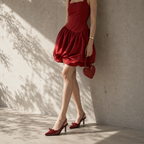 Deep Red Tullia Leather Thin-Heel Pumps lifestyle scene