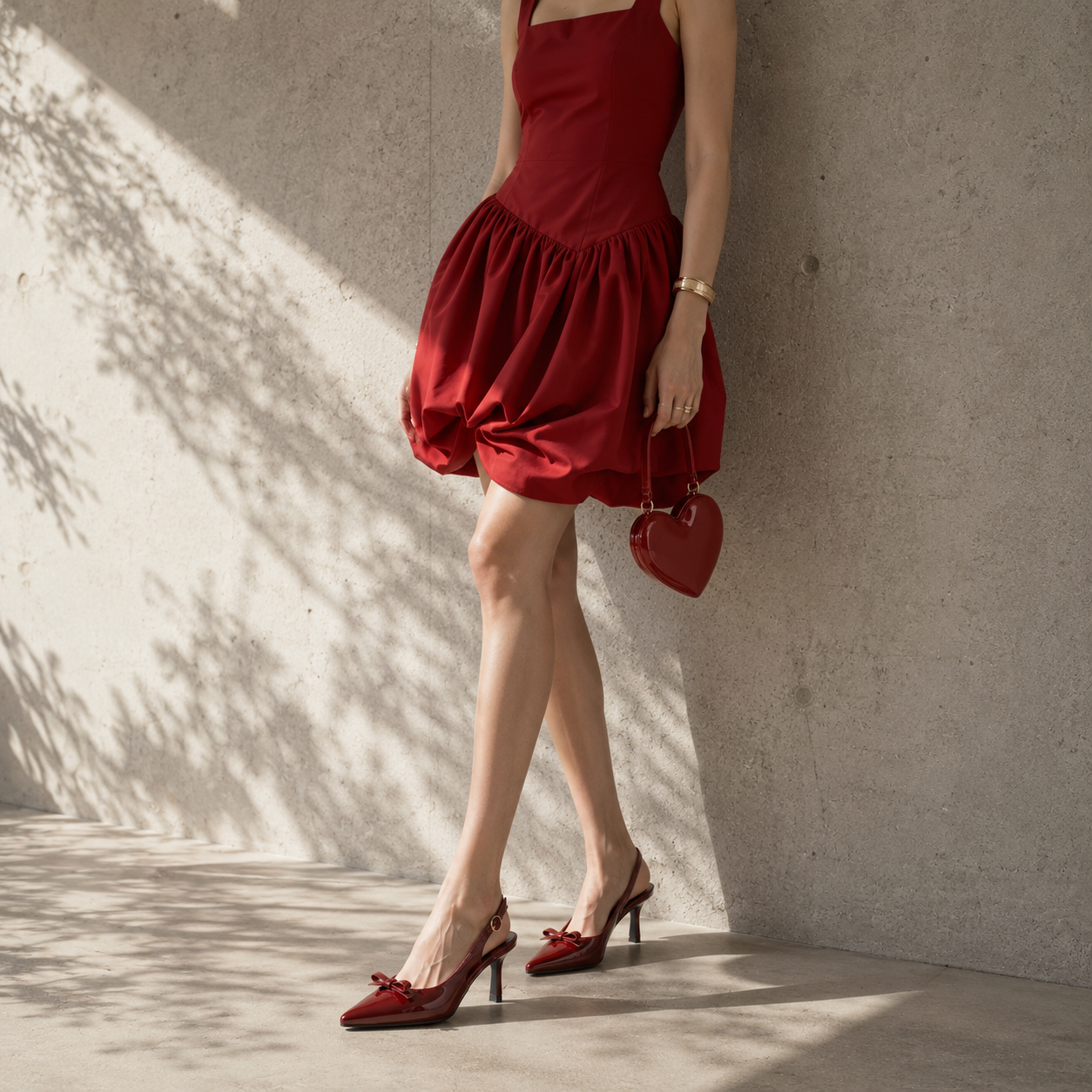 Deep Red Tullia Leather Thin-Heel Pumps lifestyle scene