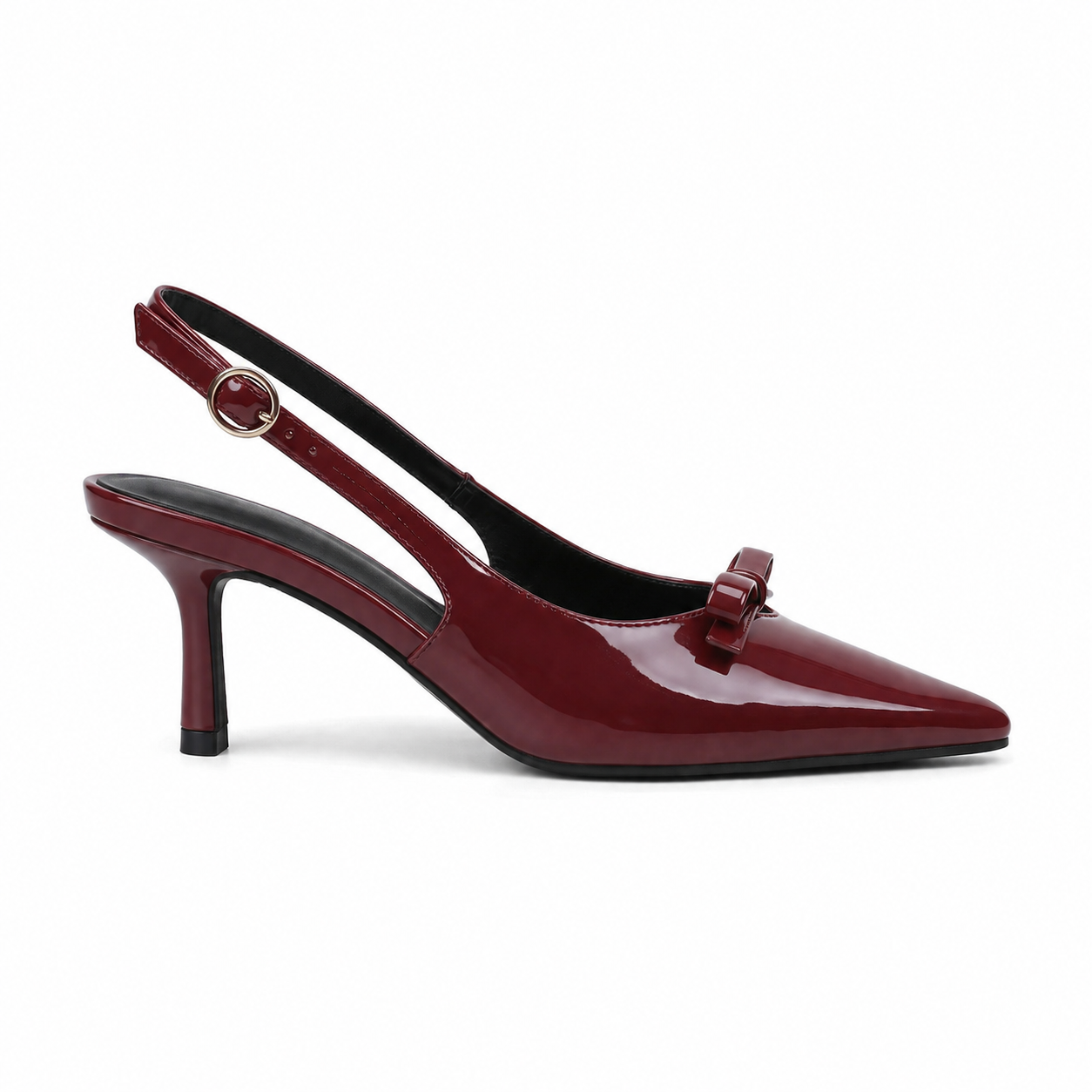 Deep Red Tullia Leather Thin-Heel Pumps side view