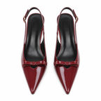 Deep Red Tullia Leather Thin-Heel Pumps top view