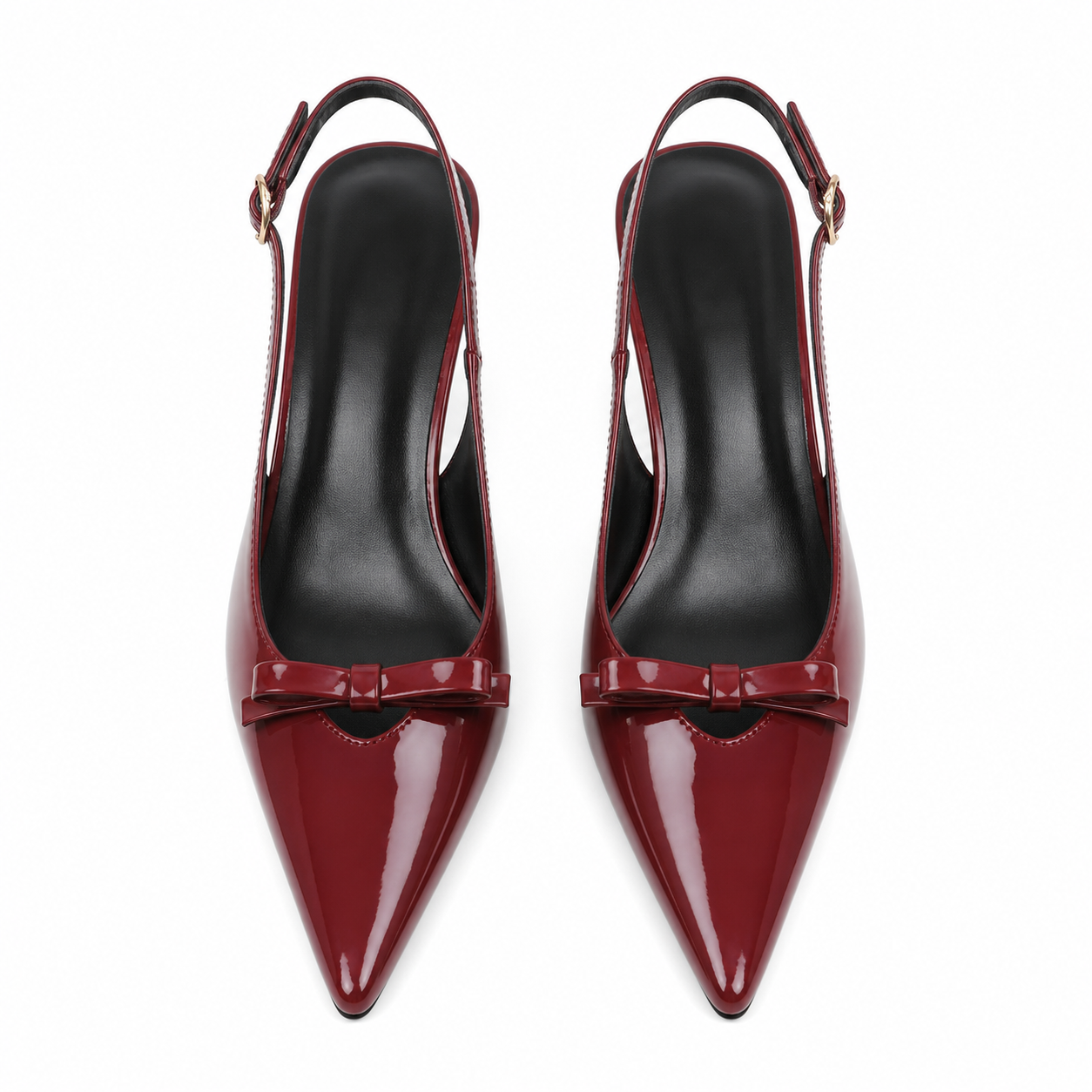 Deep Red Tullia Leather Thin-Heel Pumps top view