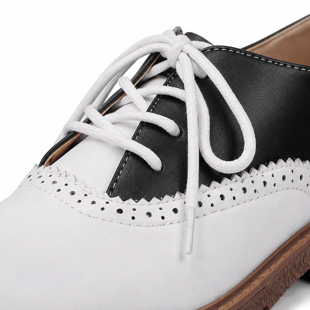 Deep Black Rosalia Leather Lace-Up Brogues close-up detail