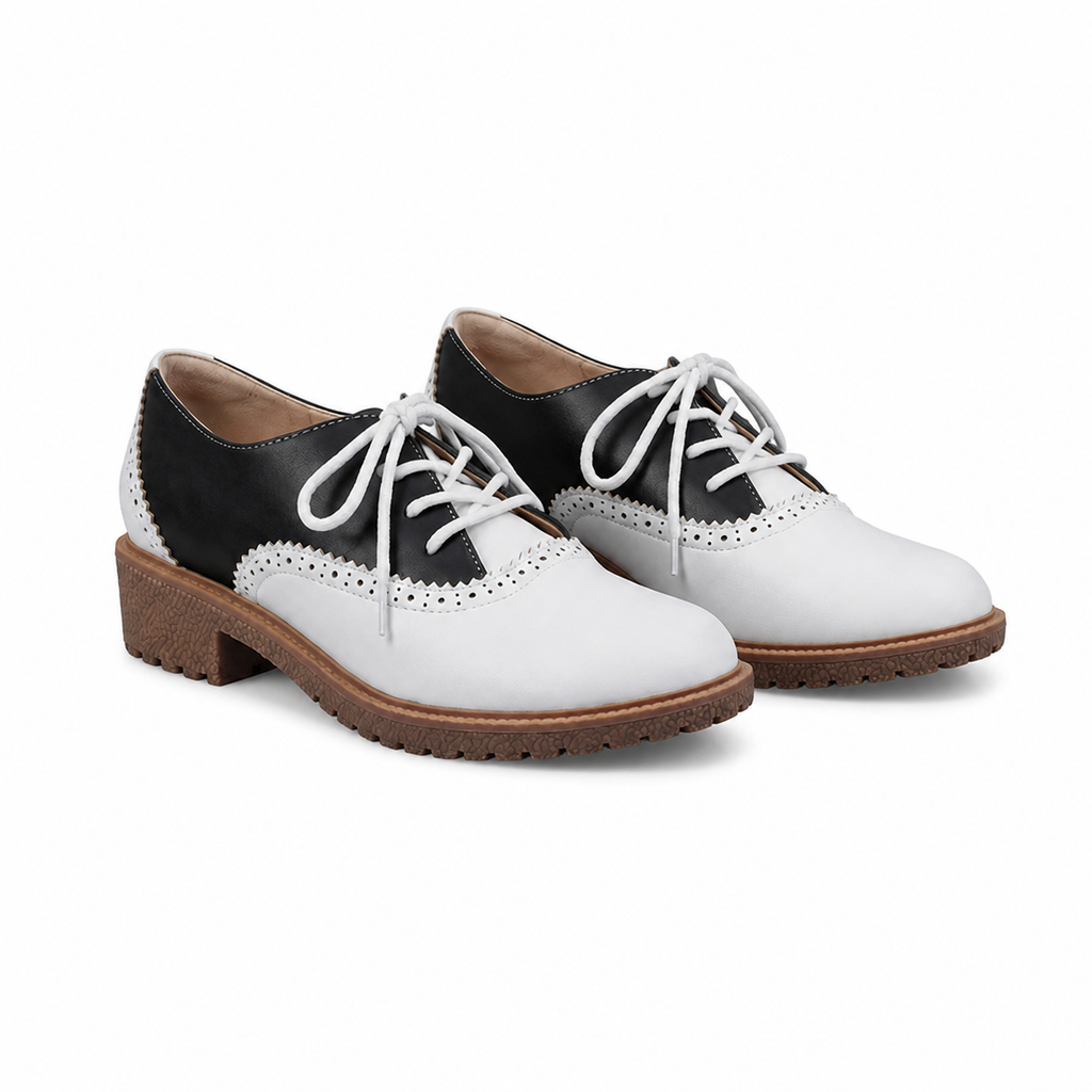 Deep Black Rosalia Leather Lace-Up Brogues