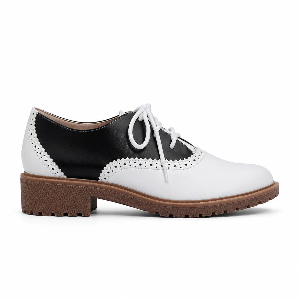 Deep Black Rosalia Leather Lace-Up Brogues side view