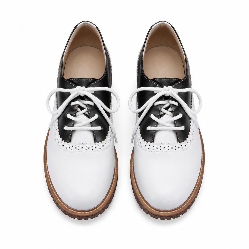 Deep Black Rosalia Leather Lace-Up Brogues top view