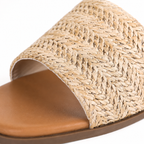 Soft Apricot Stintino Straw Slides close-up detail