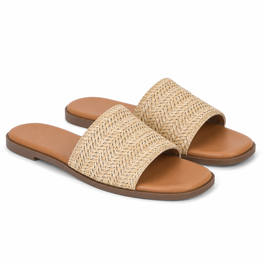 Soft Apricot Stintino Straw Slides