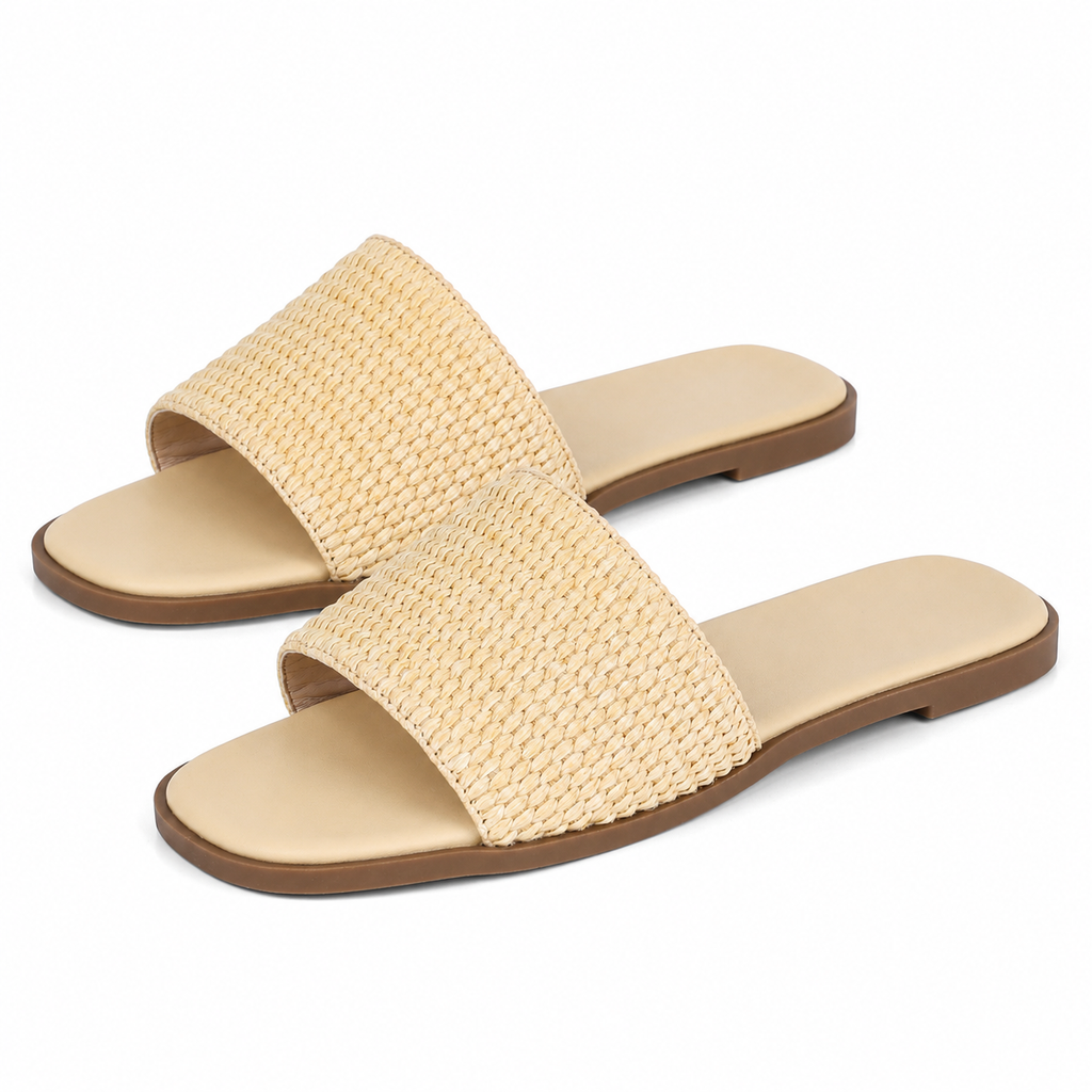Soft Apricot Sperlonga Straw Slip-On Sandals heel detail