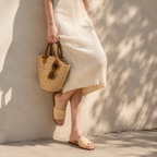 Soft Apricot Sperlonga Straw Slip-On Sandals lifestyle scene