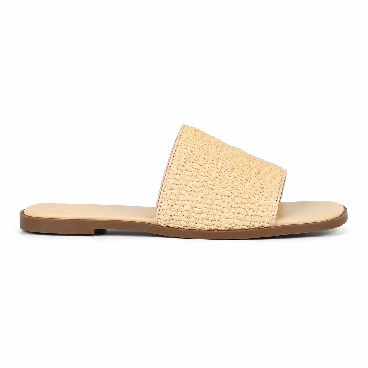 Soft Apricot Sperlonga Straw Slip-On Sandals side view