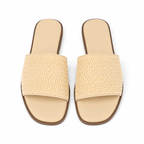 Soft Apricot Sperlonga Straw Slip-On Sandals top view