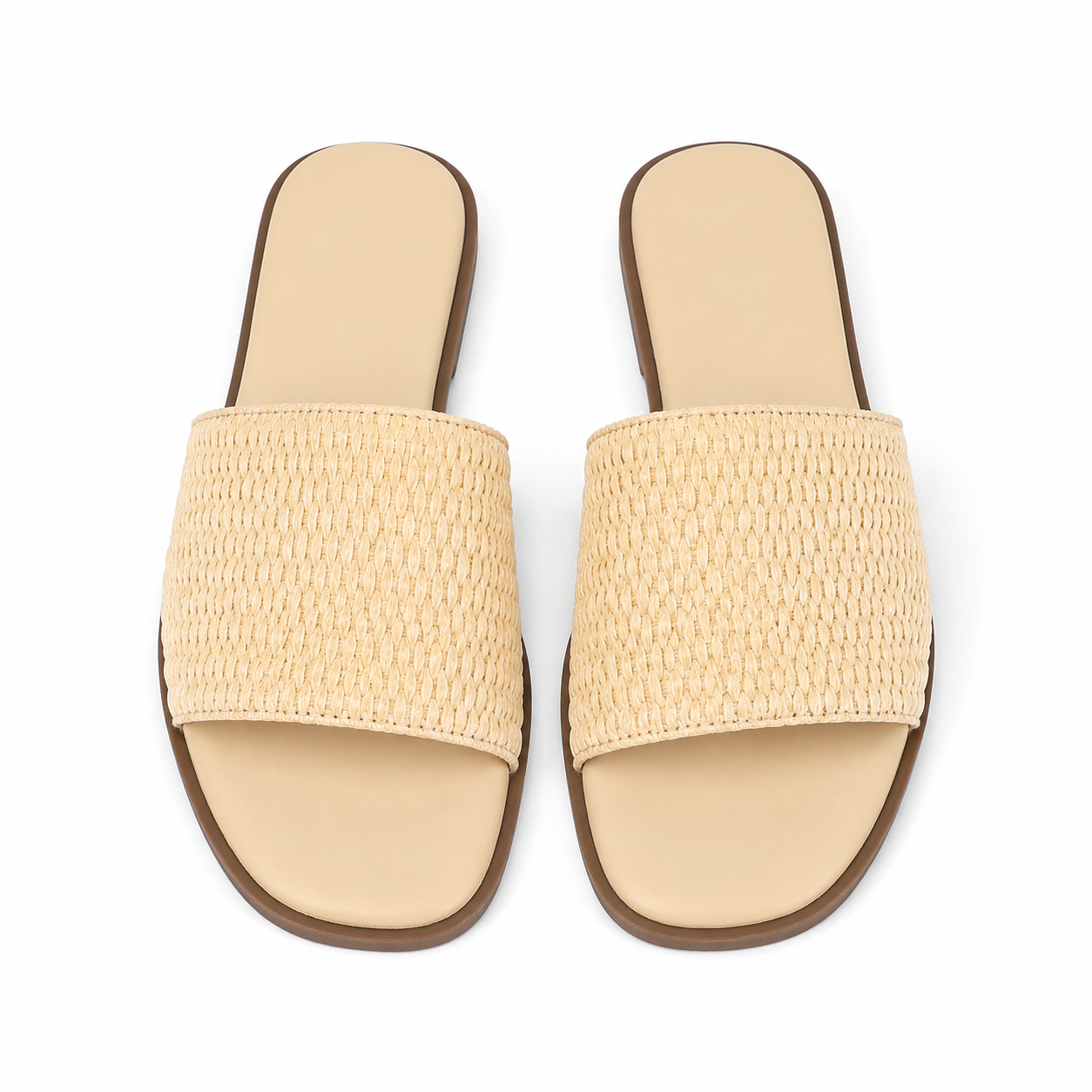 Soft Apricot Sperlonga Straw Slip-On Sandals top view