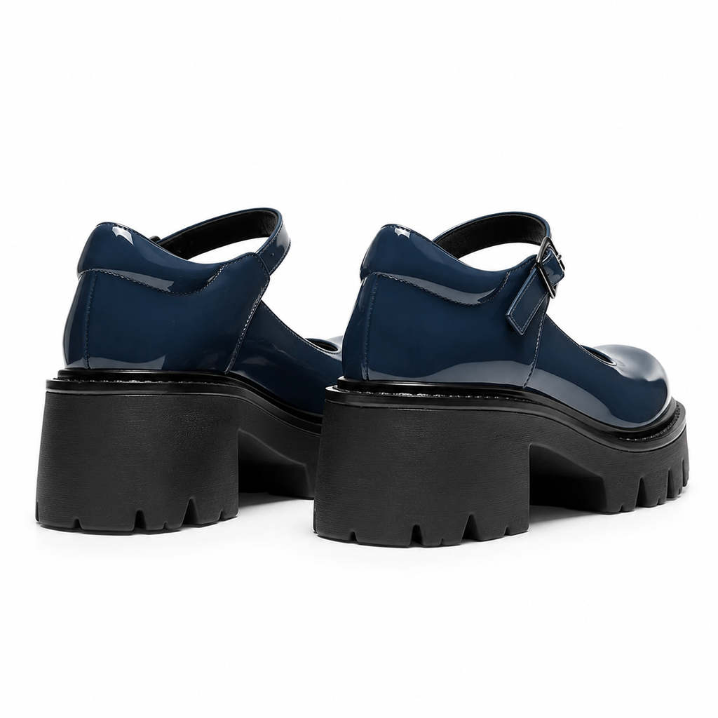 Deep Navy Viviana Flats heel detail