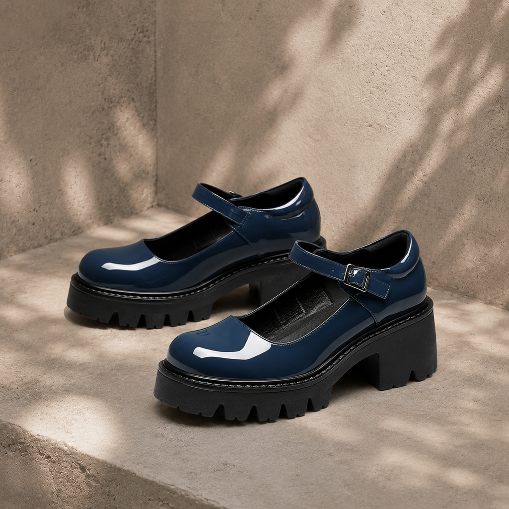 Deep Navy Viviana Flats styled scene