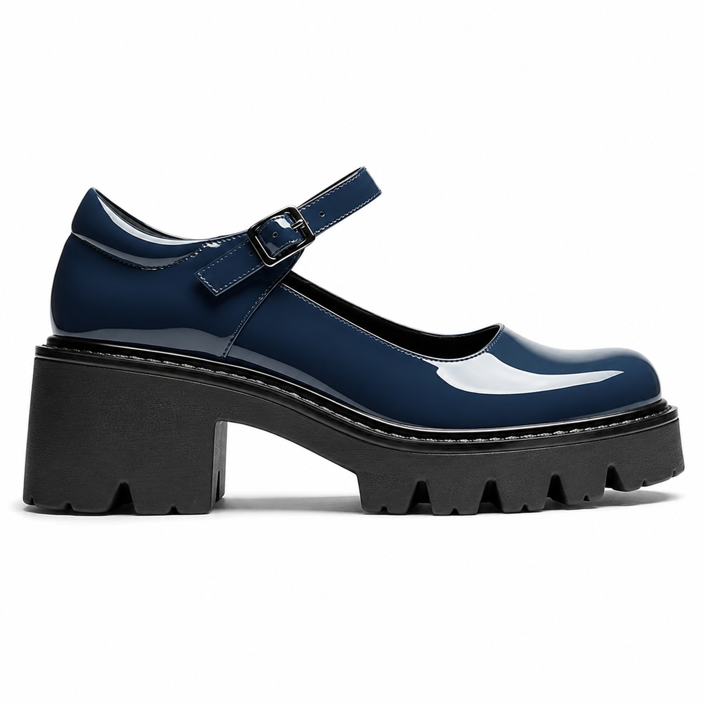 Deep Navy Viviana Flats side view