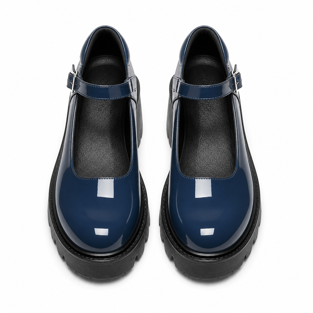 Deep Navy Viviana Flats top view
