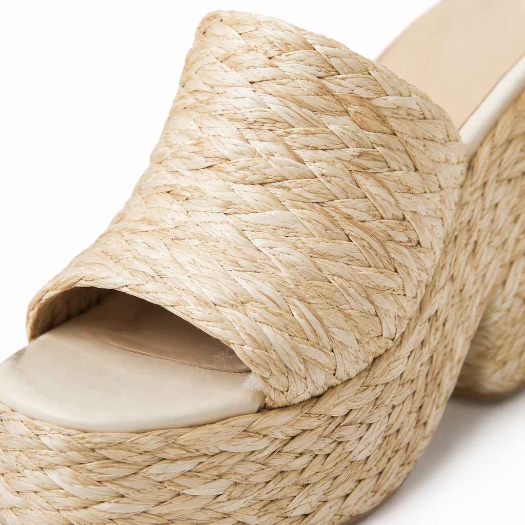 Photocolor Alghero Straw Platform Sandals close-up detail