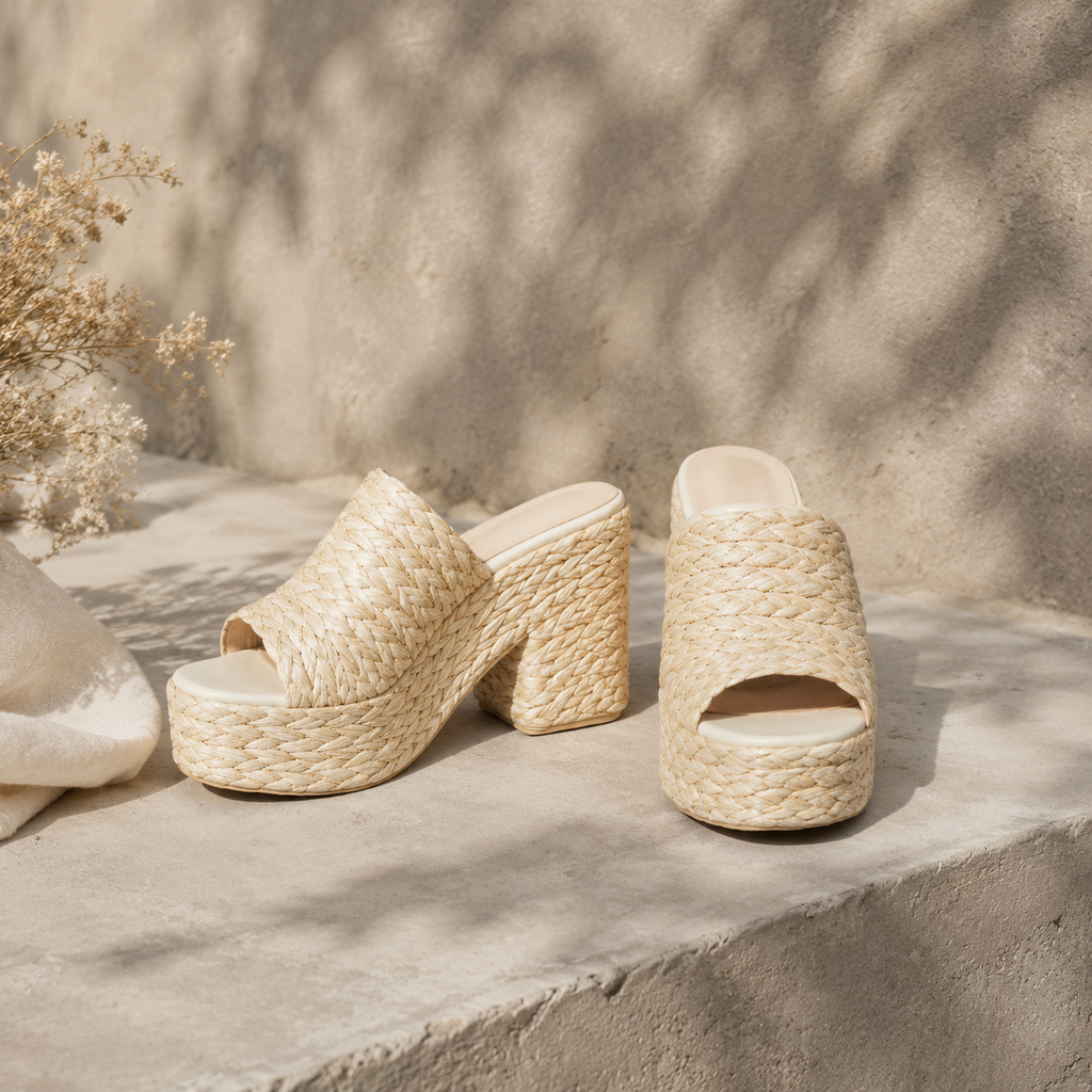 Photocolor Alghero Straw Platform Sandals styled scene