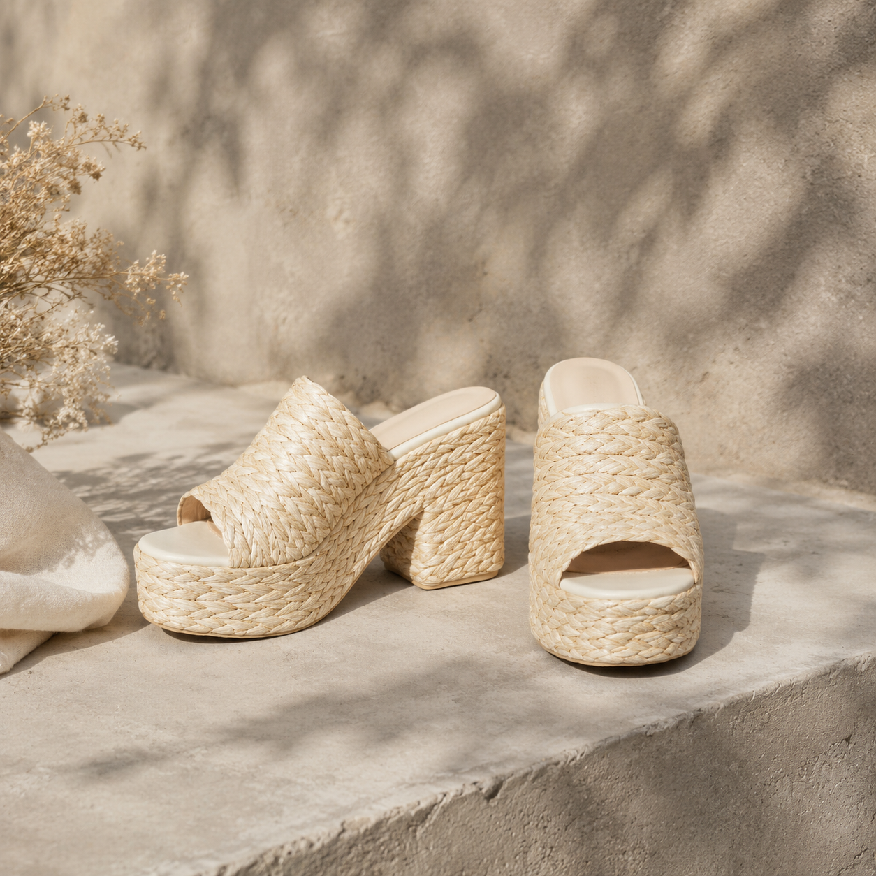 Photocolor Alghero Straw Platform Sandals styled scene