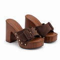 Brown Suede Serafina Buckle Microfiber Mules
