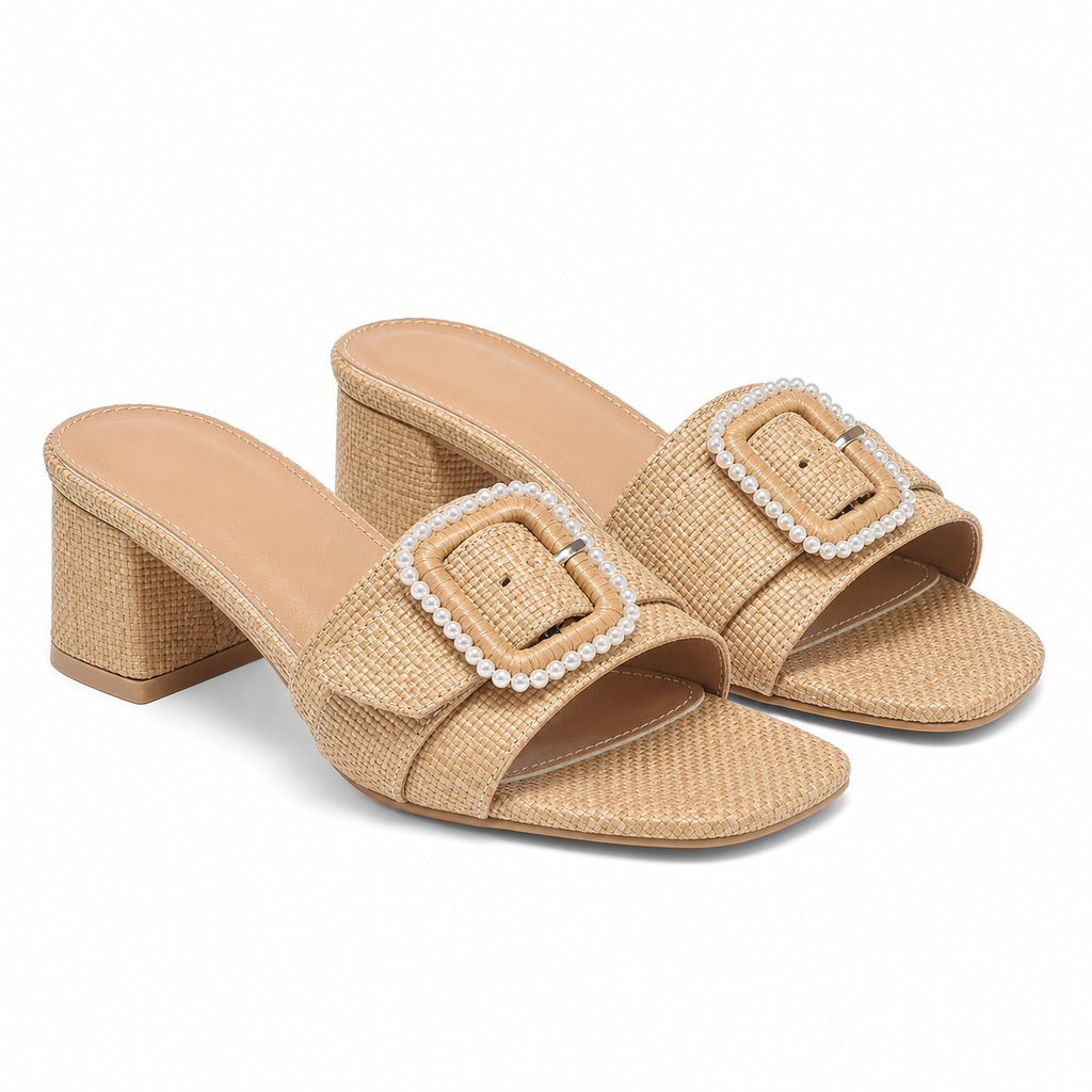 Rich Brown Calvi Buckle Raffia Sandals