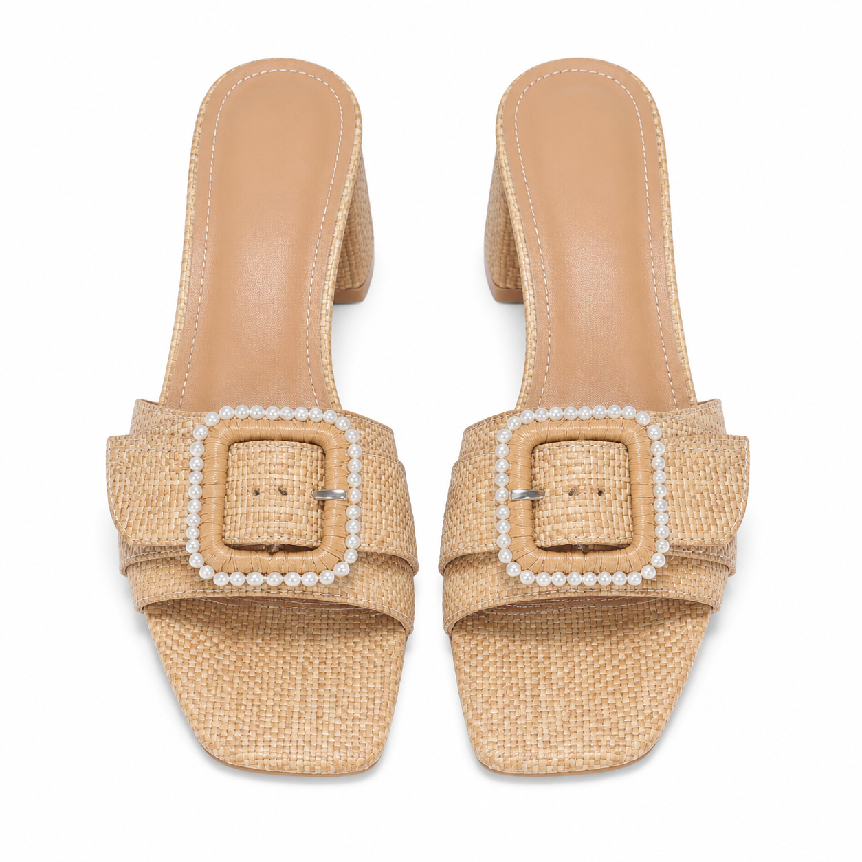 Rich Brown Calvi Buckle Raffia Sandals top view