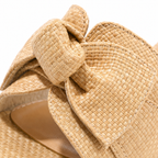 Rich Brown Cefalu Bow Raffia Mules close-up detail