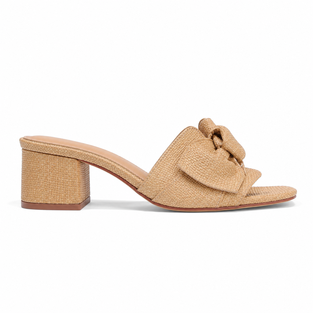 Rich Brown Cefalu Bow Raffia Mules side view