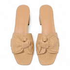 Rich Brown Cefalu Bow Raffia Mules top view