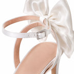 Cream Ivory Lorenza Ankle-Strap Sandals close-up detail