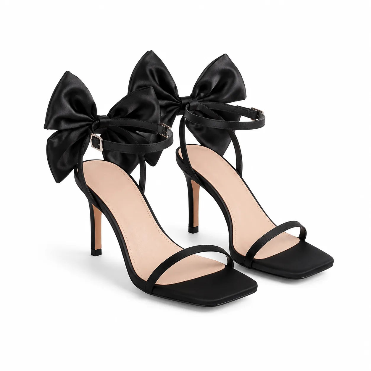 Deep Black Lorenza Ankle-Strap Sandals