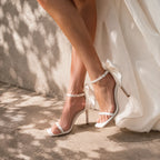 Cream Ivory Lorenza Ankle-Strap Sandals on-foot view