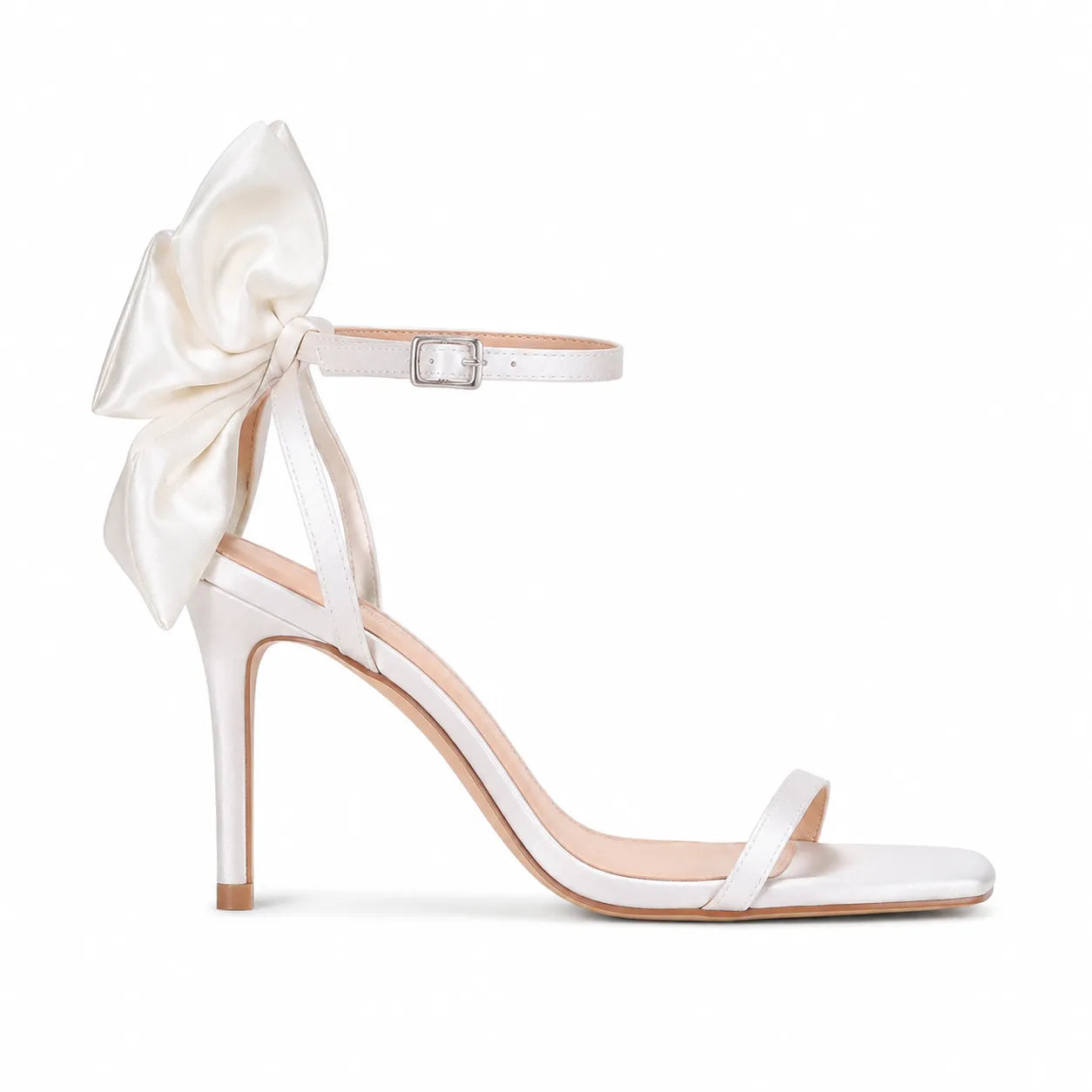 Cream Ivory Lorenza Ankle-Strap Sandals side view
