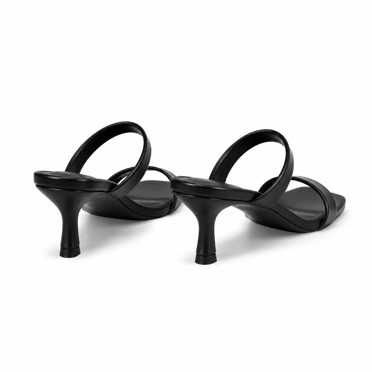 Deep Black Ornella Leather Wedge Sandals heel detail