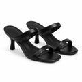 Deep Black Ornella Leather Wedge Sandals