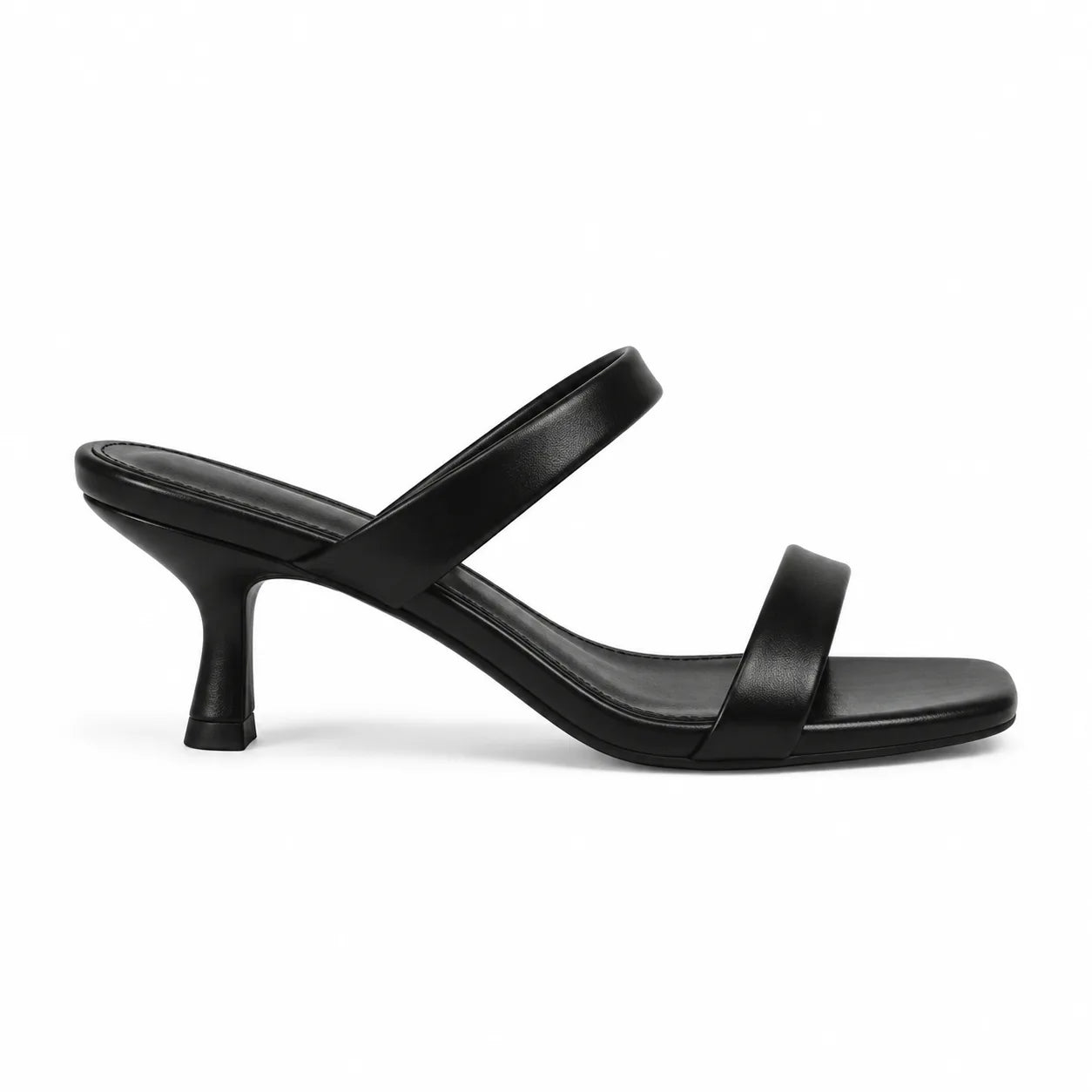 Deep Black Ornella Leather Wedge Sandals side view
