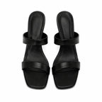 Deep Black Ornella Leather Wedge Sandals top view