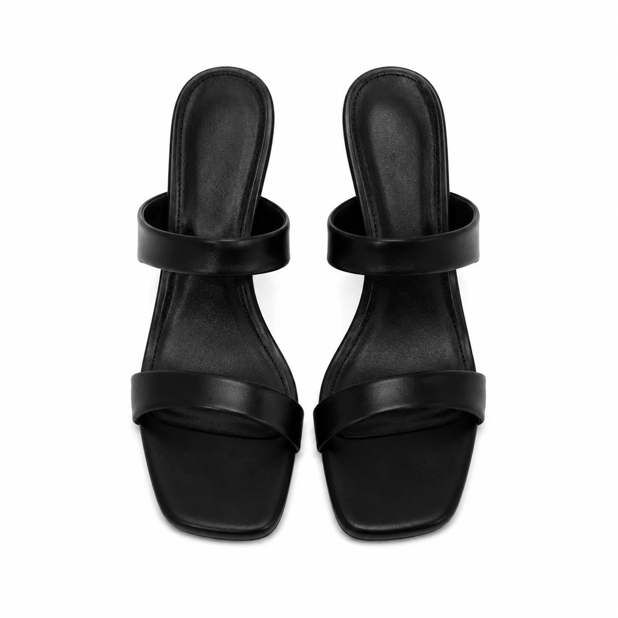 Deep Black Ornella Leather Wedge Sandals top view