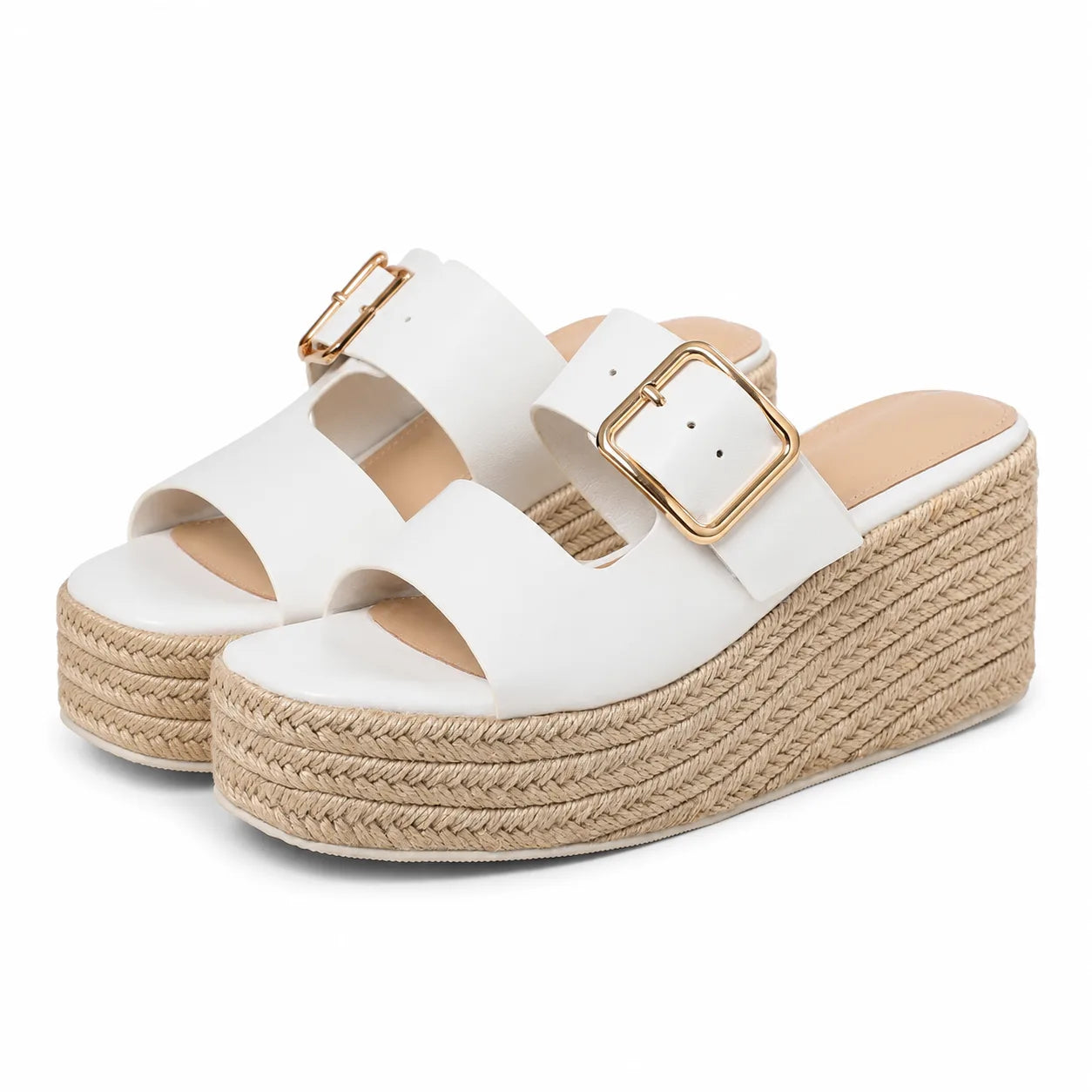Cream Ivory Federica Straw Platform Sandals