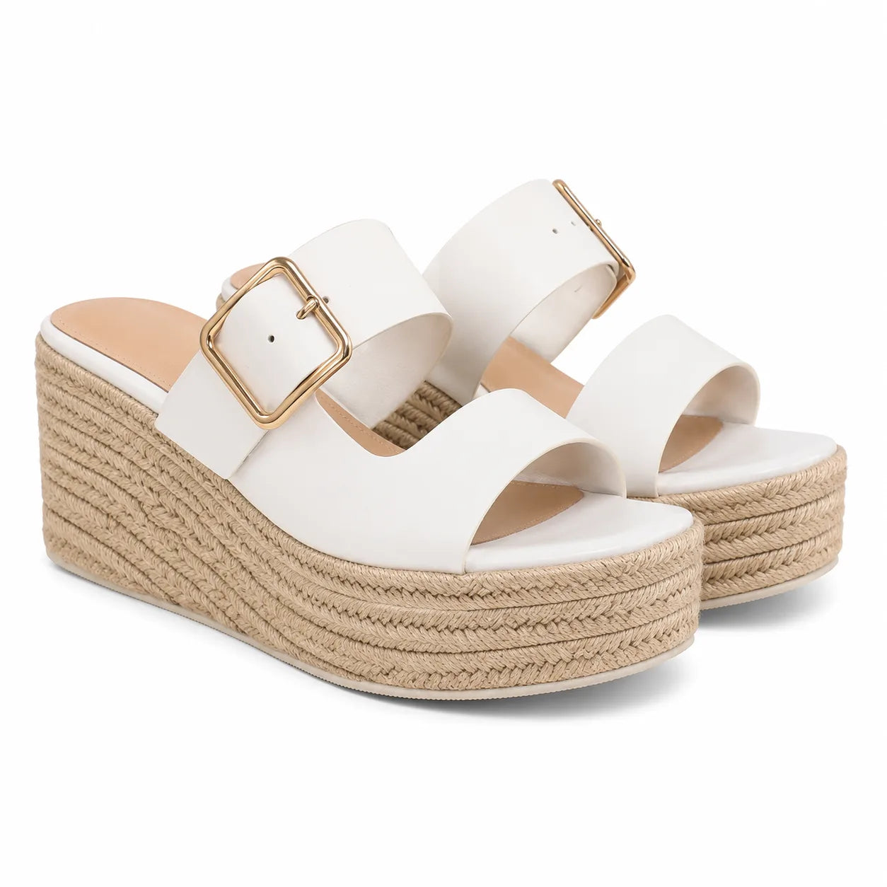 Cream Ivory Federica Straw Platform Sandals