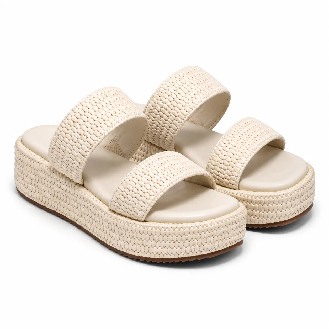 Warm Beige Halki Raffia Multi-Strap Slides