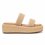 Rich Brown Halki Raffia Multi-Strap Slides side view